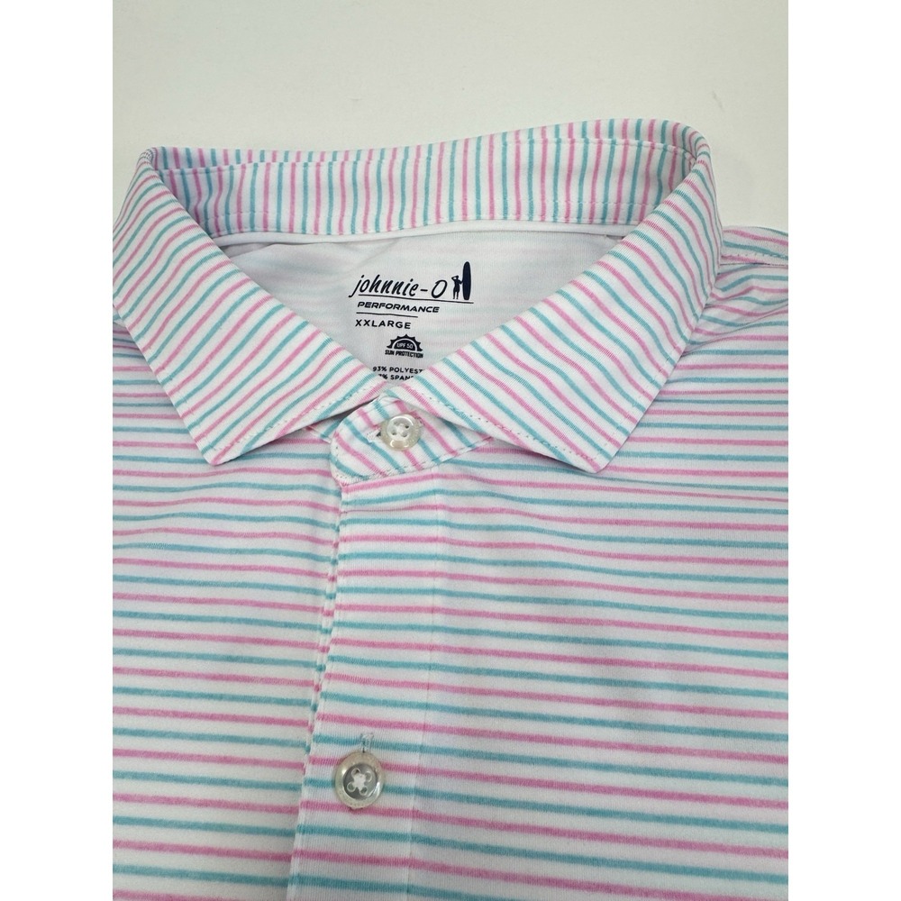 NWT johnnie-O VIK Striped Golf Performance Jersey Polo Shirt Porto Pink Mens XXL